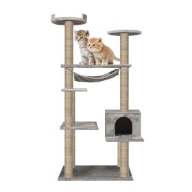 55.1" Multi-Scratcher Scratching Post Cat Tree â€šÃ„Ã¬ Grey