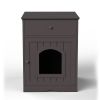 Wooden Pet House Cat Litter Box Enclosure with Drawer; Side Table; Indoor Pet Crate; Cat Home Nightstand (Brown)