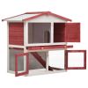 Outdoor Rabbit Hutch 3 Doors Red Wood