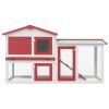 Outdoor Large Rabbit Hutch Red and White 57.1"x17.7"x33.5" Wood