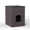 Wooden Pet House Cat Litter Box Enclosure with Drawer; Side Table; Indoor Pet Crate; Cat Home Nightstand (Brown)