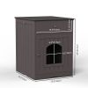 Wooden Pet House Cat Litter Box Enclosure with Drawer; Side Table; Indoor Pet Crate; Cat Home Nightstand (Brown)