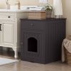Wooden Pet House Cat Litter Box Enclosure with Drawer; Side Table; Indoor Pet Crate; Cat Home Nightstand (Brown)