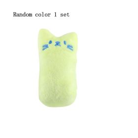 EW pet thumb toy small expression plush catnip teaser stick (Color: green)