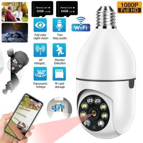 Pet camera E27 Surveillance Camera LED Light Bulb Socket 360Â¬âˆž 2.4G WiFi Security Protection 1080P Spotlight Automatic Human Tracking (Color: Single camera)