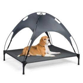 Outdoor travel CampingPortable Elevated Pet Bed With Removable Canopy Shade (Color: grey, size: XL)