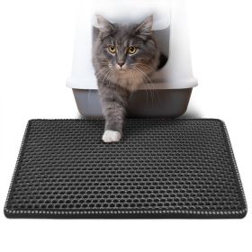 Cat Litter Mat, Kitty Litter Trapping Mat, Double Layer Mats with MiLi Shape Scratching design, Urine Waterproof, Easy Clean, Scatter Control 21" x 14 (Color: black)